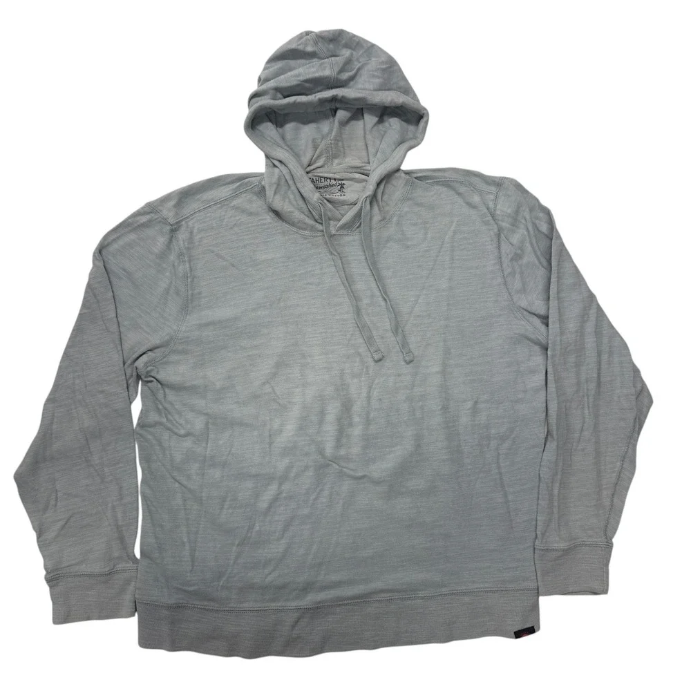 Faherty Sunwashed Hoodie Mens XL Blue Grey Organic Cotton Slub MKC0096-BBZ